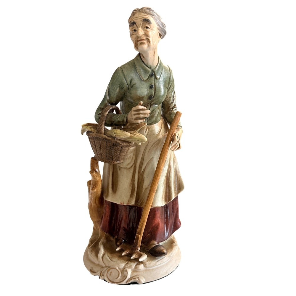VTG Ardco Elderly Farmer Woman Figurine 11 Inch Cottage Farmhouse Made in‎ Japan